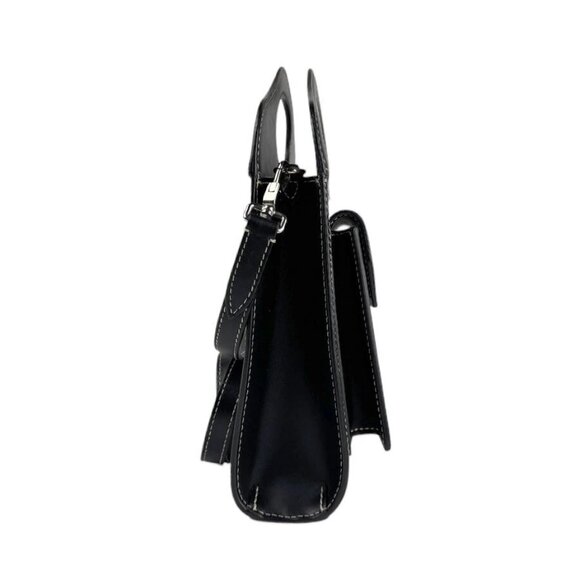 Auth BURBERRY Handbag Shoulder Bag Blue/Black Canvas/Leather/Silvertone - z4342 - Picture 2 of 12